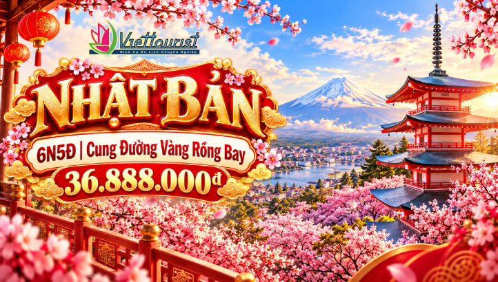 Du Lịch Nhật Bản Tết Nguyên Đán 6N5Đ - Cung Đường Vàng Rồng Bay | Kansai - Osaka - Kyoto - Thắng cảnh Hồ Biwa - Gifu - Takayama - Làng cổ tích SHIRAKAWAGO - Toyama - Núi Phú Sỹ - thủ đô Tokyo - Haneda