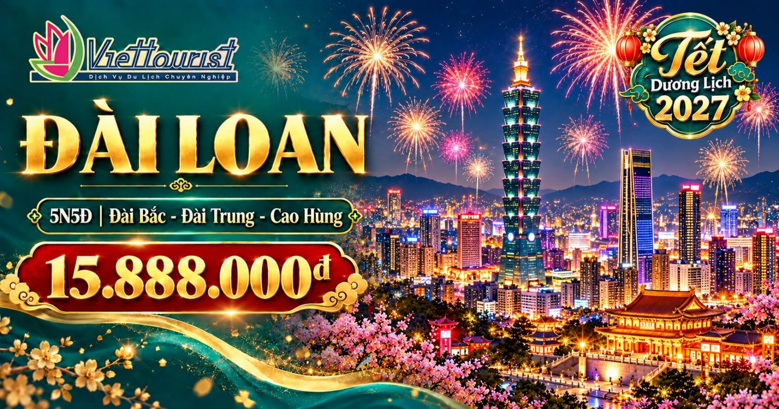 Tour Tết Dương Lịch Đài Loan 5N4Đ | Đài Bắc – Đài Trung – Cao Hùng
