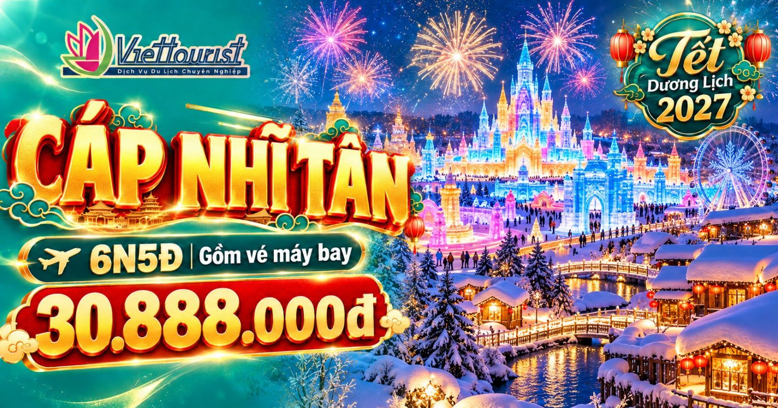 Tour Tết Dương Lịch Cáp Nhĩ Tân – Làng Tuyết Cổ Tích 6N5Đ | Hồ Kính Bạc – Yabuli – Lễ Hội Băng Đăng