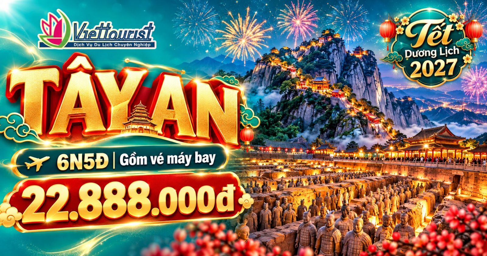 Tour Tết Dương Lịch Tây An – Núi Hoa Sơn – Lạc Dương – Khai Phong 6N5Đ | Thiếu Lâm Tự – Binh Mã Dũng
