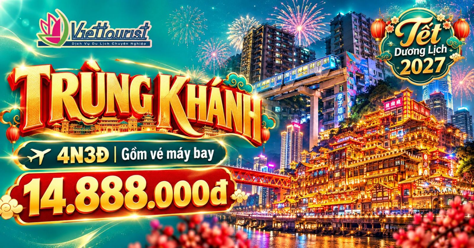 Tour Noel – New Year Quý Dương – Trùng Khánh 4N3Đ | Tàu Cao Tốc – Cung Yến