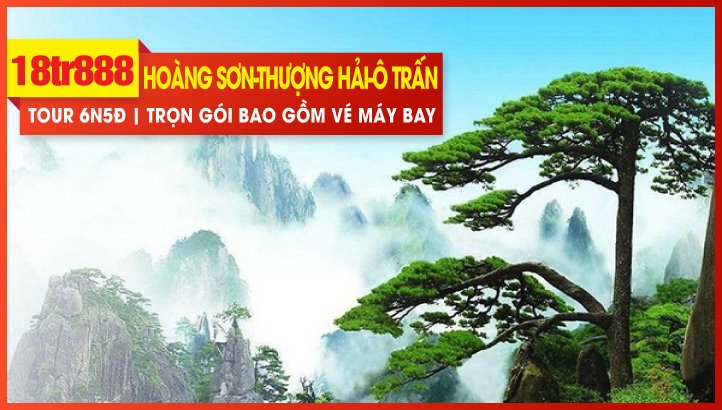 Tour du lịch Noel - New Year  Hoàng Sơn Tứ Tuyệt + Quang Minh Đỉnh - Làng cổ Hoành Thôn ( Cảnh phim Ngoạ Hổ Tàng Long) - Thượng Hải - Hàng châu - Ô Trấn 6N5Đ