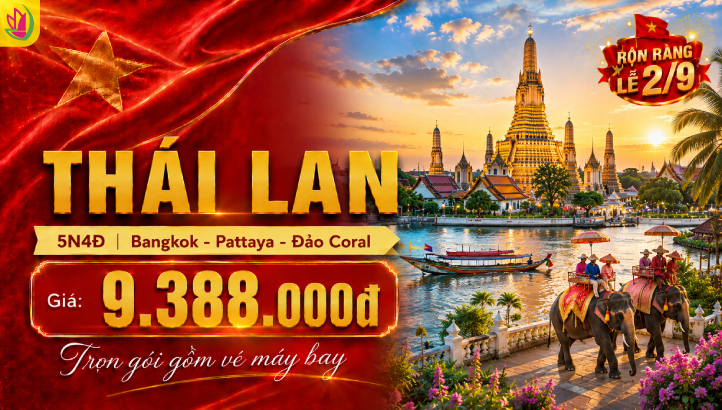 Tour Thái Lan 5N4Đ Lễ 2/9 | Bangkok – Pattaya