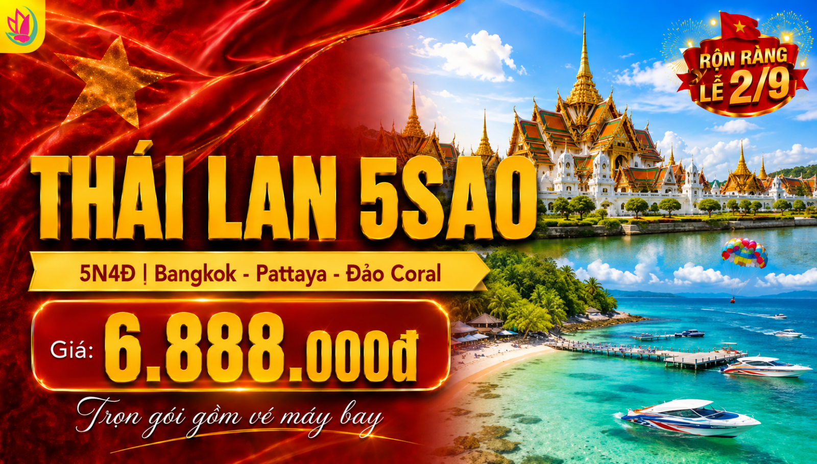 Tour Thái Lan 5 Sao Lễ 2/9 5N4Đ | Bangkok – Pattaya
