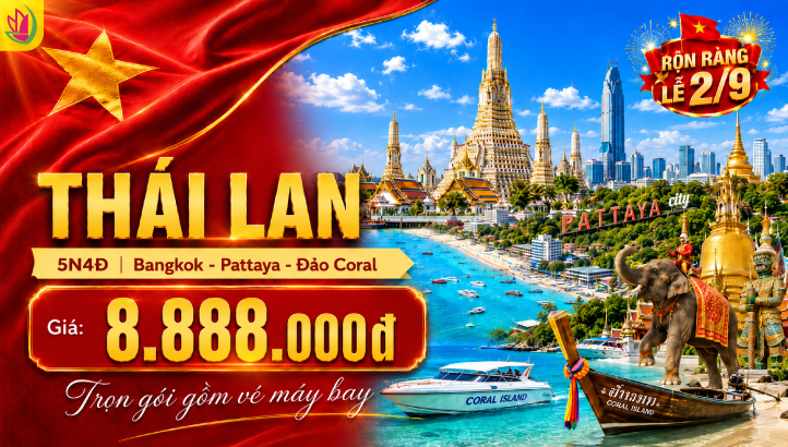 Tour Thái Lan 5N4Đ Lễ 2/9 | Bangkok – Pattaya