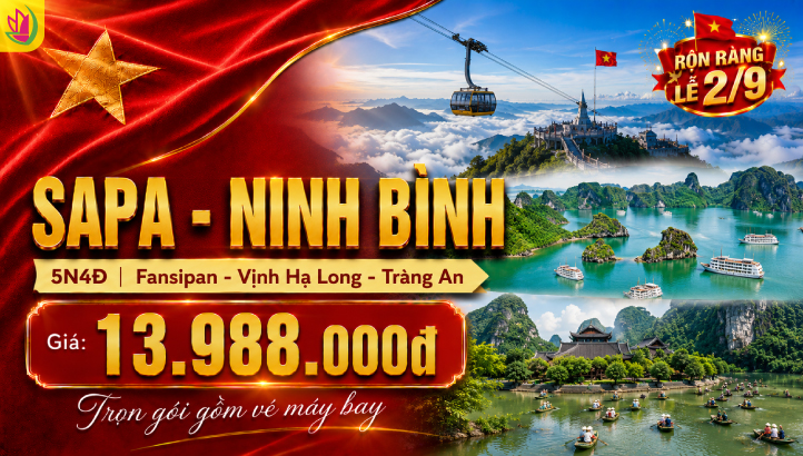 Tour du lịch lễ 2/9 Hà Nội-Sapa-Fansipan-Vịnh Hạ Long-Ninh Bình 5n4đ