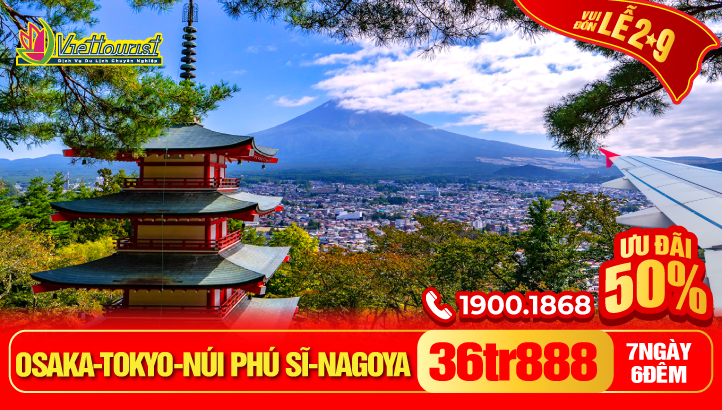 Du lịch Nhật Bản Lễ 2/9 CUNG ĐƯỜNG VÀNG Bay thẳng từ HCM Osaka | Kyoto | Núi Phú Sĩ | Tokyo 7N6Đ