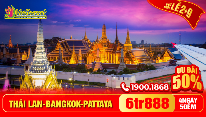 Tour du lịch Thái Lan lễ 2/9 BANGKOK -  PATTAYA 4N3Đ - Tour kích cầu trọn gói đã bao gồm vé máy bay