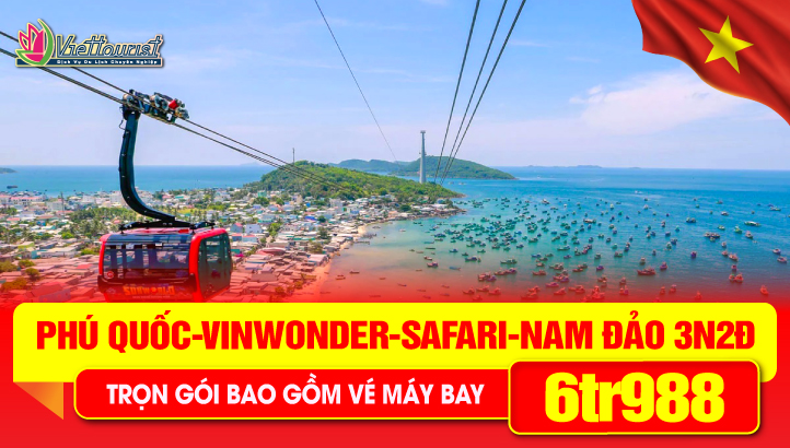 Tour du lịch lễ 30/4 Phú Quốc - Grand World - Safari - Vinwonder - Viptour NAM ĐẢO trọn gói gồm vé máy bay