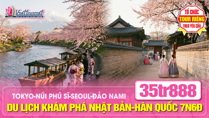 Tour du lịch NHẬT BẢN - HÀN QUỐC 7N6Đ | Thủ đô Tokyo - Núi Phú Sĩ - Làng cổ Oshino Hakkai - Hồ Kawaguchi - Thủ đô Seoul - Đảo Nami