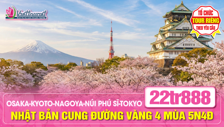 Du lịch Nhật Bản 5N4Đ - Cung Đường Vàng 04 MÙA - Siêu Tiết Kiệm | Osaka - Kyoto - Nagoya - Núi Phú Sỹ - thủ đô Tokyo - Haneda - Tour mới nhiều trải nghiệm!