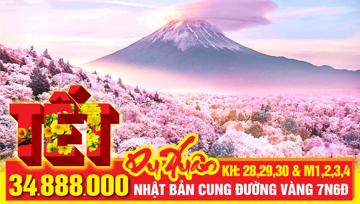 Tour Nhật Bản Tết Nguyên Đán - Cung đường vàng đẹp nhất Tokyo - núi Phú Sỹ - Nagoya - Kyoto - Kobe - Osaka 7N6Đ