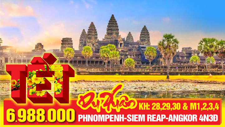 Tour Tết Nguyên Đán Campuchia - Siem Reap - Angkor Wat - Battambang - Pursat - Oudong - Phnom Penh 4N3Đ | Khởi hành Mùng 2, 4, 6 Tết