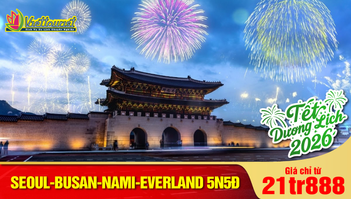 Tour Tết Dương Lịch Hàn Quốc liên tuyến BUSAN - SEOUL– ĐẢO NAMI - THÁP NAMSAN - EVERLAND 5N5Đ