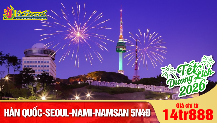 Du lịch Tết Dương Lịch Hàn Quốc - Seoul | Namsan Tower | Đảo Nami | Trượt Tuyết | Hái Dâu 5N4Đ