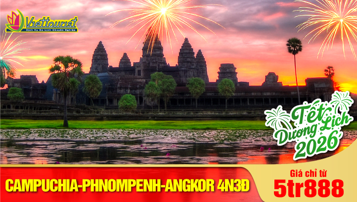 Tour du lịch Tết Dương Lịch Campuchia 4N3Đ | Quần Thể Angkor Vip Tour | PhnomPenh | Siemreap | Cầu Rồng Cổ
