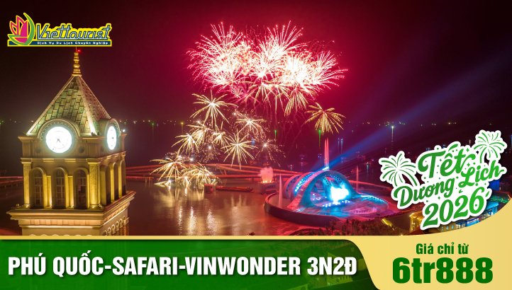 TOUR TẾT DƯƠNG LỊCH PHÚ QUỐC 3N2Đ - HÒN THƠM - VINWONDER - SAFARI - GRANDWORLD - TẶNG VÉ BUFFET HÒN THƠM + CẦU HÔN