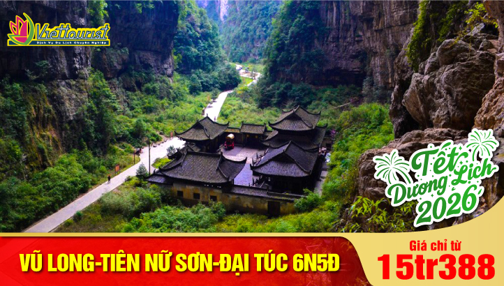 Tour du lịch Noel - New Year Trùng Khánh - Di sản Vũ Long - Tiên Nữ Sơn - Núi Jinfo KIM PHẬT SƠN - Vip tour Di sản Thế Giới Đại Túc Thạch Khắc 6N5Đ