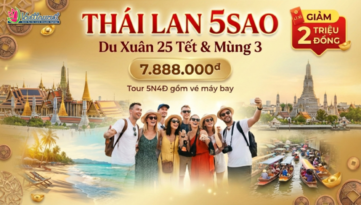 Tour Tết GIỜ CHÓT| Thái Lan 5SAO 5N4Đ | Bangkok - Pattaya - Đảo Coral - Công viên khủng long NoongNooch - Wat Arun