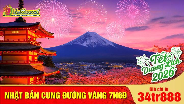 Tour Tết Dương Lịch Nhật Bản - Cung Đường Vàng Rồng Bay 7N6Đ | Osaka - Kobe - Kyoto - nagoya - Yamanashi - Núi Phú Sĩ - Tokyo - Narita