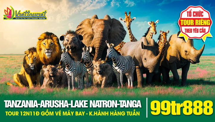 Du lịch TANZANIA 12N11Đ - Khám phá Châu Phi hoang dã | Nairobi - Arusha - Serengeti - Ngorongoro - Lake Eyasi village - Hadzabe tribe - Lake Manyara - Mto Wa Mbu Village - Lake Natron - Tarangire - Kilimanjaro - Mkomazi - Tanga - Pangani beach