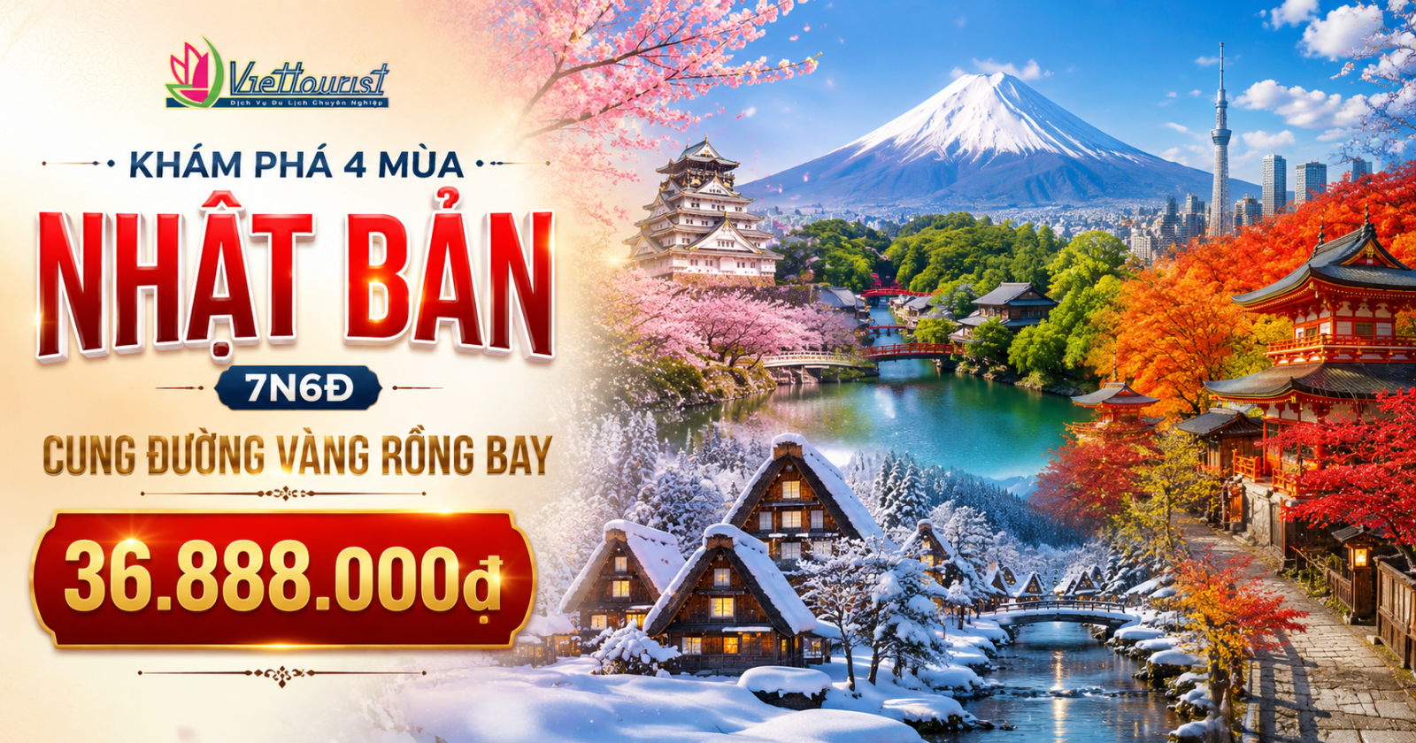 Tour Nhật Bản Cung Đường Vàng 7N6Đ | Osaka – Tokyo