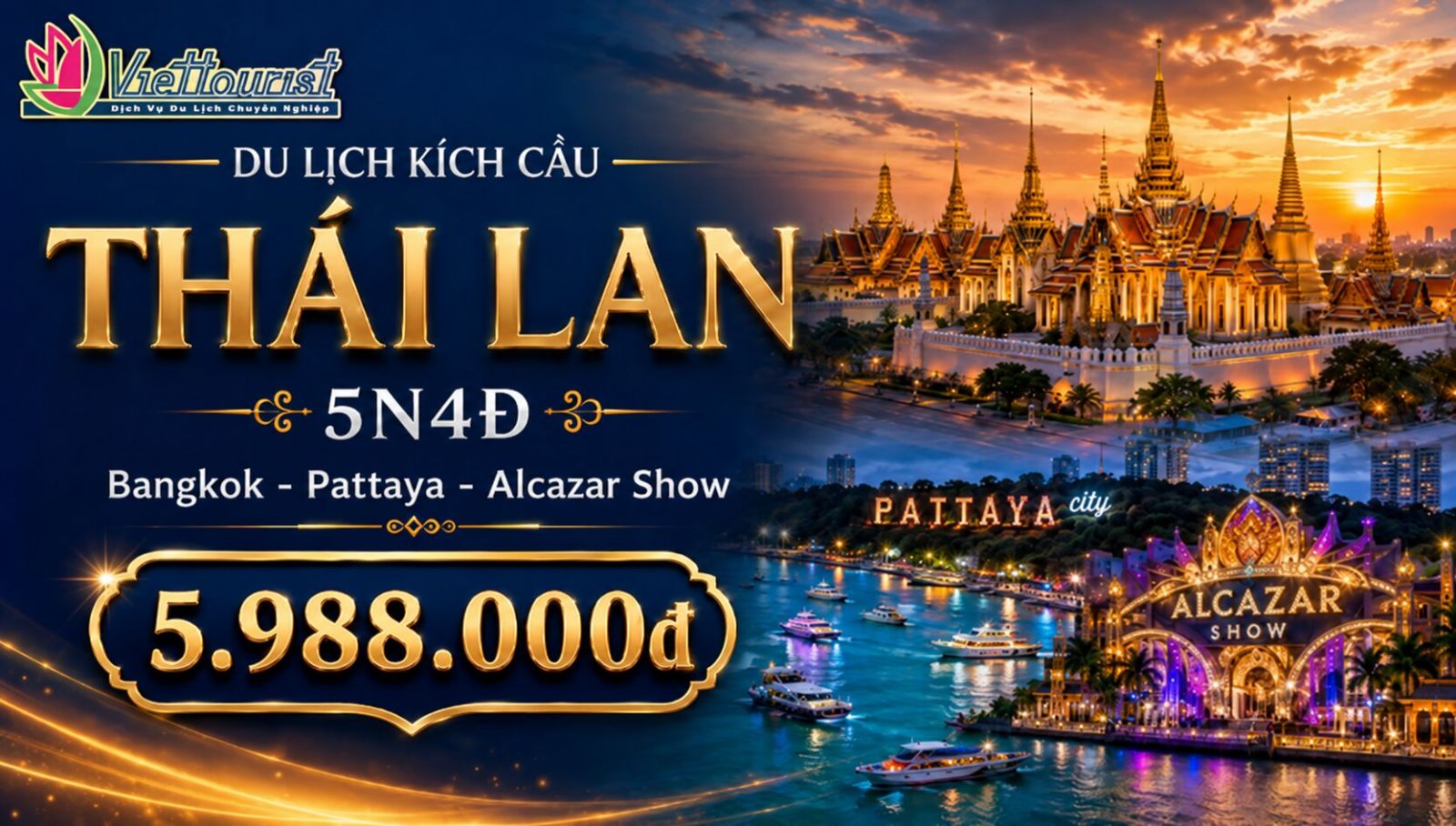 Tour Thái Lan 5 sao Kích Cầu | Bangkok – Pattaya