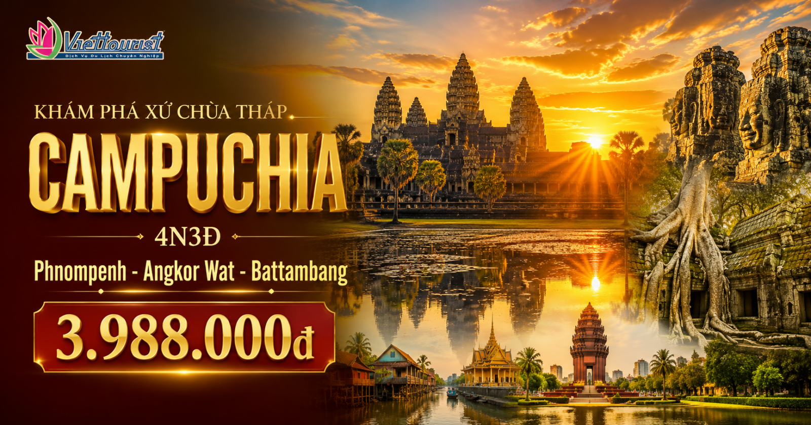Tour du lịch Campuchia | Siem Reap - Angkor Wat - Phnom Penh 4N3Đ