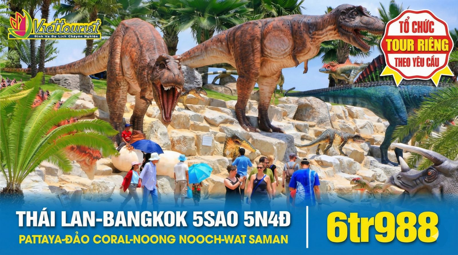 Du Lịch Thái Lan 5SAO 5N4Đ Bangkok - Pattaya | Đảo Coral - Công viên khủng long NoongNooch - Chùa Wat Arun - Wat Saman + Tặng Massage + Show Alcaza + BBQ Hải Sản
