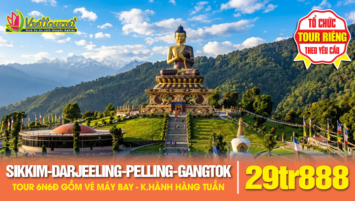 Tour du lịch SIKKIM khu tự trị ẤN ĐỘ 6N5Đ |SILIGURI - DARJEELING PELLING - RAVANGLA - CHUNG THANG - LACHUNG - YUMTHANG - HỒ TSOMGO - GANGTOK