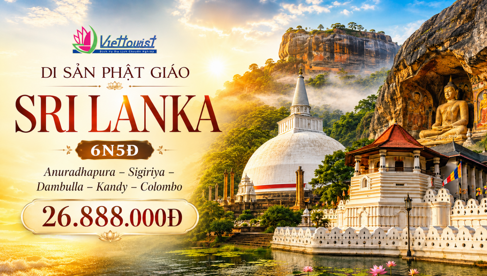 Tour Sri Lanka 6N5Đ: Di Sản Phật Giáo