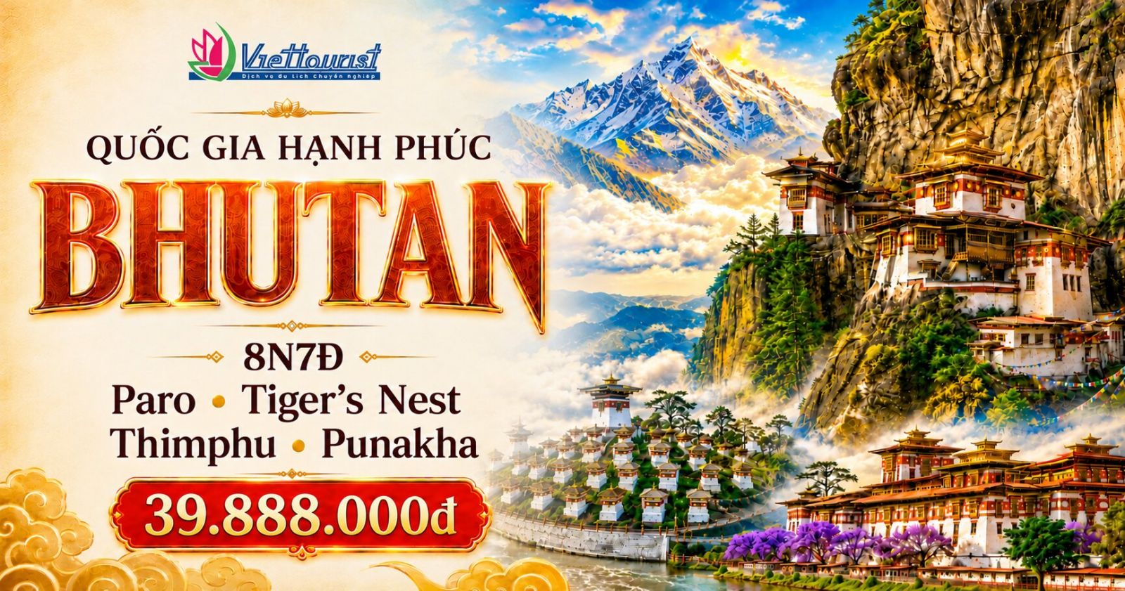 Tour Bhutan 8 ngày – Tiger’s Nest, Thimphu, Punakha