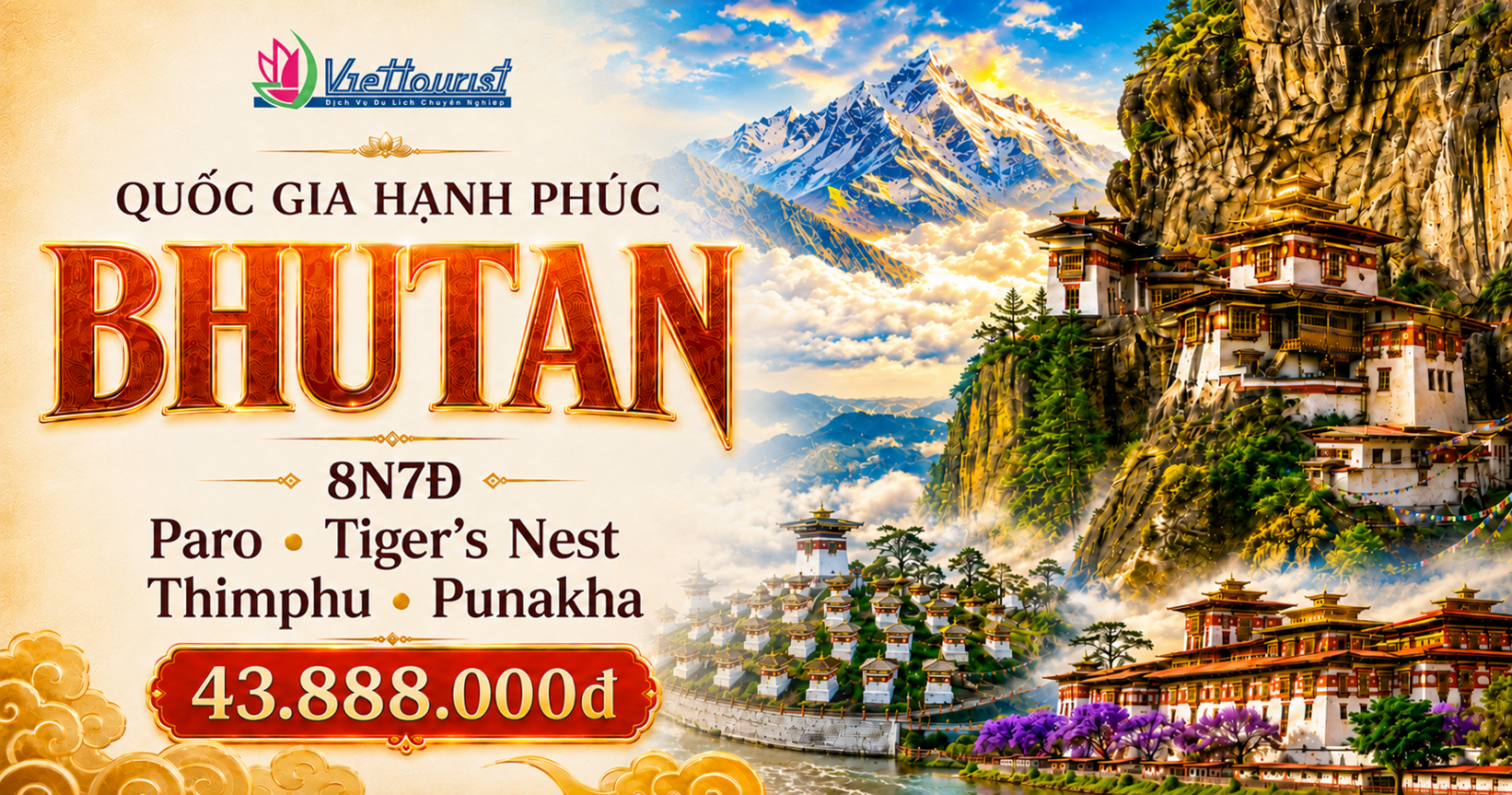 Tour Bhutan 8 ngày – Tiger’s Nest, Thimphu, Punakha