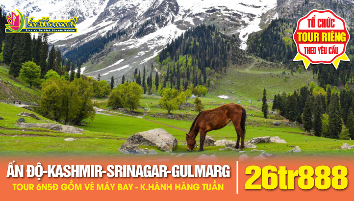 Tour du lịch KASHMIR thiên đường hạ giới ẤN ĐỘ - Thủ phủ Srinagar - Dal Lake - Houseboat - Gulmarg - Pahalgam - Sonmarg 6N5Đ