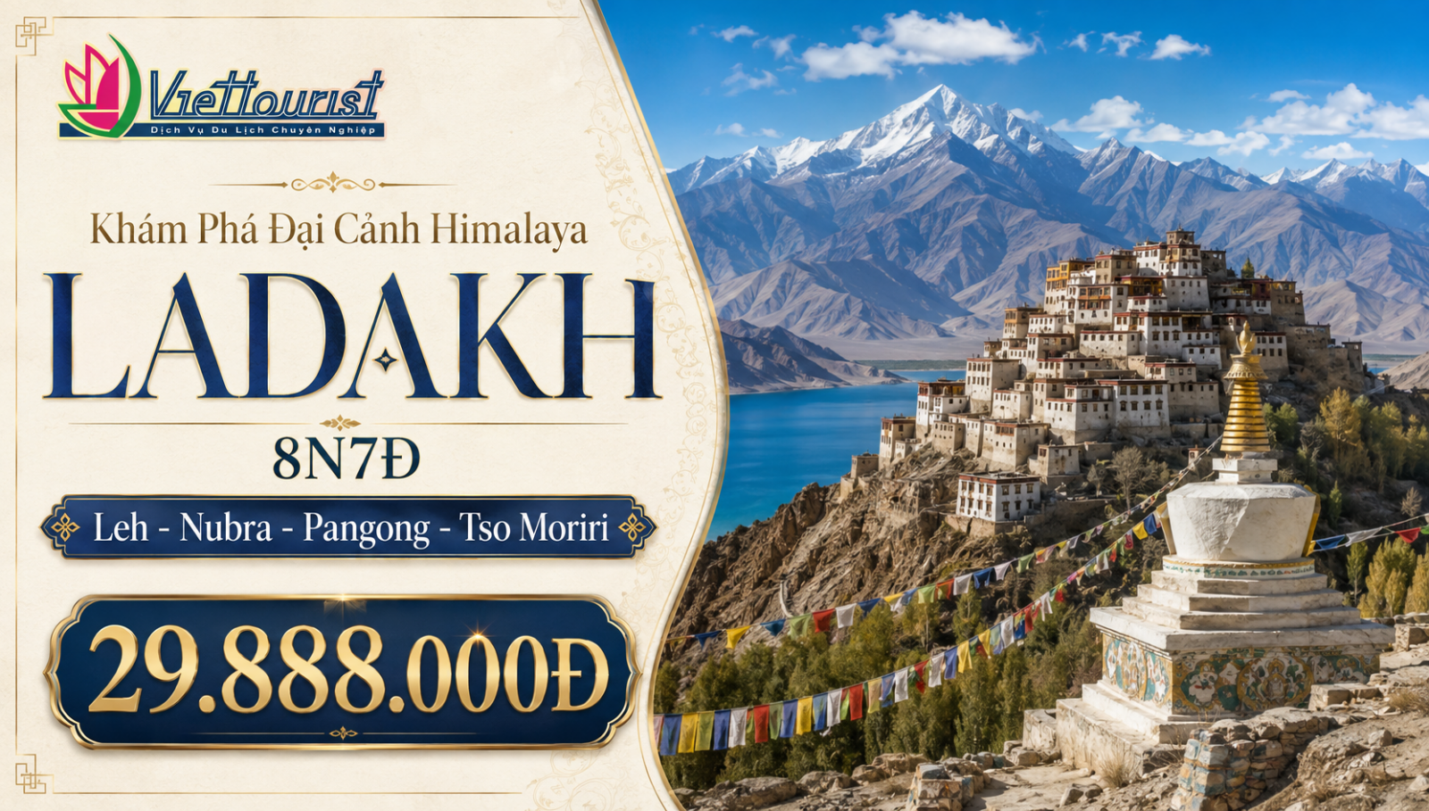 Tour Ladakh Đại Cảnh Himalaya 8N7Đ – Leh, Nubra, Pangong và Tso Moriri