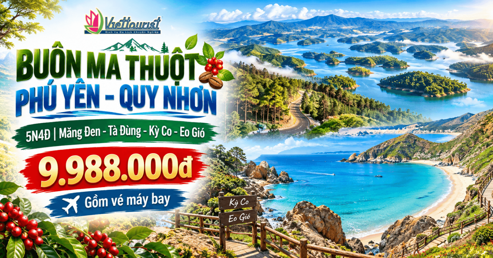 PHÚ YÊN - QUY NHƠN - PLEIKU - BUÔN MA THUỘT 5N4Đ