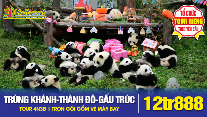 Tour du Lịch Trùng Khánh - Thành Đô - Công viên gấu Trúc 4N3Đ