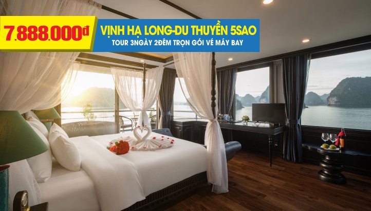Tour du lịch HẠ LONG - ngủ đêm du thuyền 5sao trên Vịnh Hạ Long 3N2Đ
