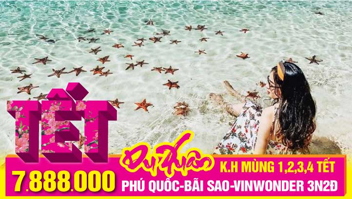 TOUR TẾT NGUYÊN ĐÁN DU LỊCH PHÚ QUỐC - BÃI SAO - VINWONDER - SAFARI - GRANDWORLD 3N2Đ - TẶNG VÉ CÁP TREO HÒN THƠM