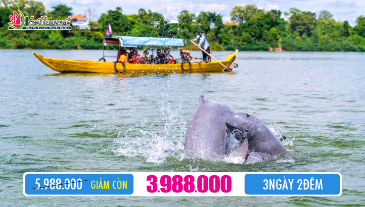 Du lịch Campuchia 3N2Đ - Khám phá cao nguyên Mondulkiri - Ratanakiri - Stung Treng - Kratie xem Cá HEO tại thượng nguồn MÊ KÔNG