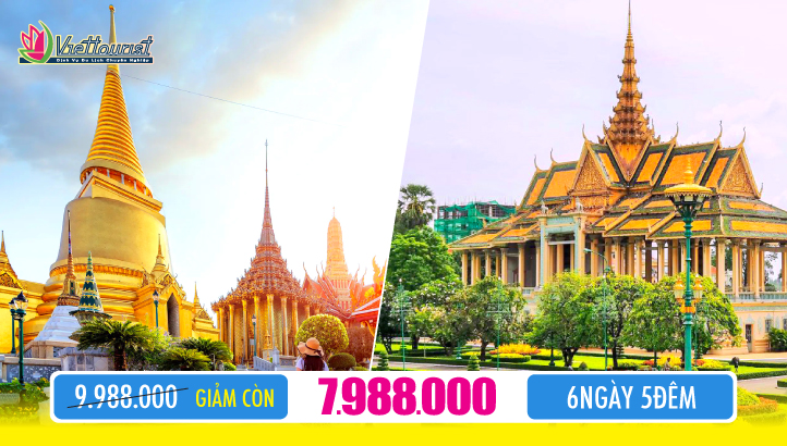 Tour Liên tuyến Thái Lan - Campuchia đường bộ | BANGKOK – PATTAYA – SIEM RIEP – VIPTOUR QUẦN THỂ ANGKOR – BATTAMBANG – OUDONG – PHNOMPENH 6N5Đ