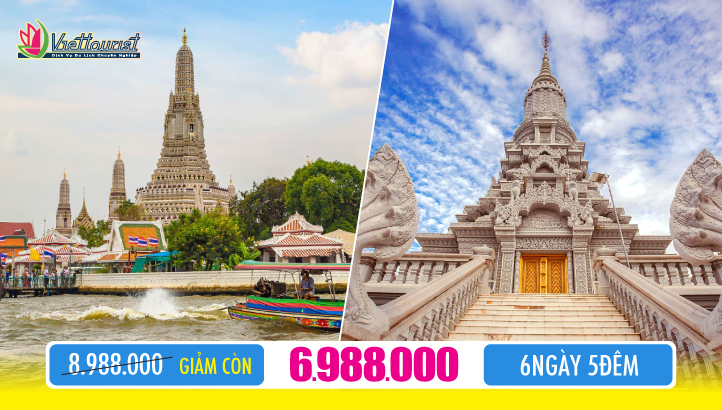 Tour Thái Lan - Campuchia đường bộ| BANGKOK – PATTAYA LIÊN TUYẾN  CAMPUCHIA – BATTAMBANG – OUDONG – PNOMPENH 6N5Đ