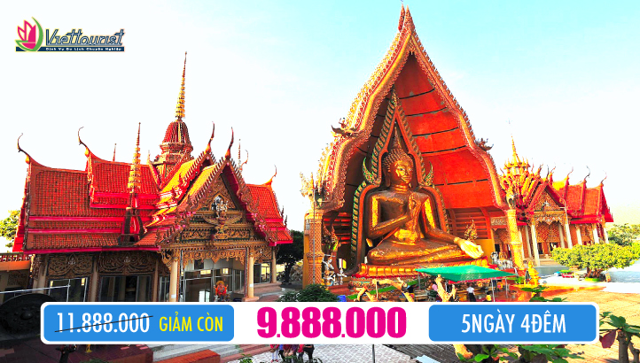 Du lịch Thái Lan 5sao mới Bangkok - Pattaya - Kanchanaburi - chợ nổi Damnoen Saduak - Thác 7 tầng Erawan - cầu sông Kwai - Đường ray tử thần 5ngày 4đêm.