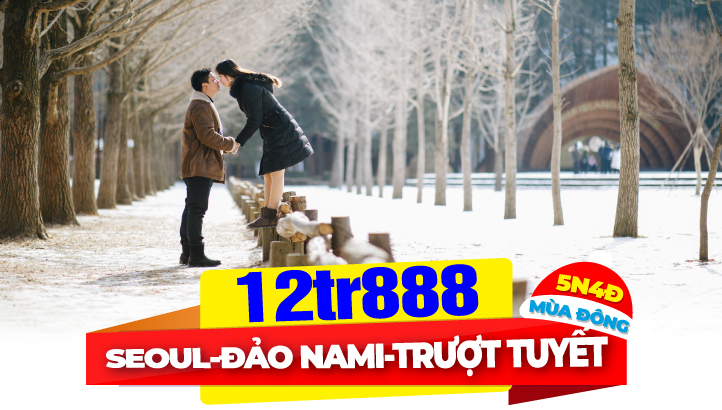 Tour Hàn Quốc ngắm tuyết rơi Seoul - Namsan Tower - Đảo Nami - Trượt Tuyết - Hái Dâu 5N4Đ