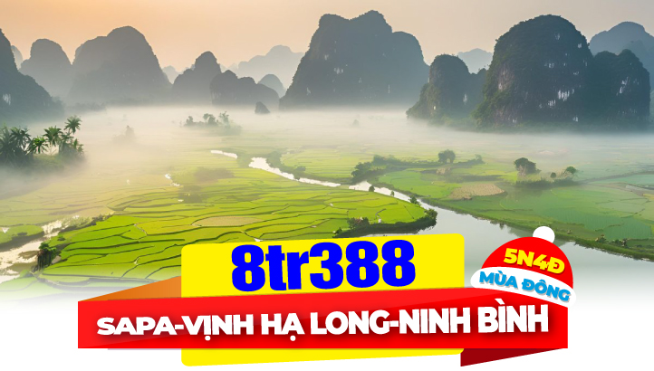 Tour du lịch Hà Nội-Sapa-Fansipan-Vịnh Hạ Long-Ninh Bình 5n4đ