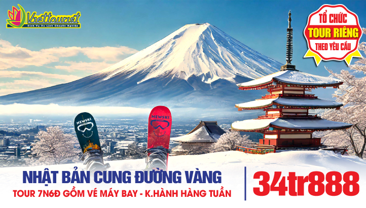 TOUR DU LỊCH NHẬT BẢN MÙA ĐÔNG - CUNG ĐƯỜNG VÀNG 7N6Đ | TOKYO - NÚI PHÚ SĨ - NAGOYA - KYOTO - OSAKA - NARA - KOBE