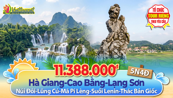 Tour du lịch Hà Giang - Cao Bằng - Bắc Kạn - Lũng Cú - Đồng Văn - Đèo Mẻ Pía - Thác Bản Giốc - Hồ Ba