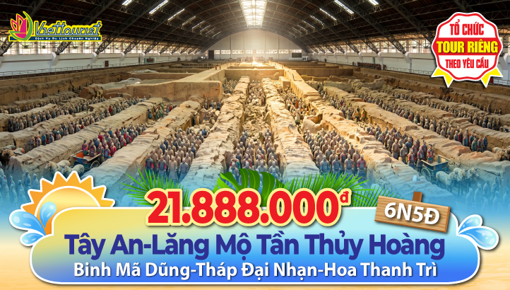 Tour du lịch Hè Tây An - Trung Quốc | Khám phá Lăng Mộ Tần Thủy Hoàng - Binh Mã Dũng - Tháp Đại Nhạn - Hoa Thanh Trì 6N5Đ