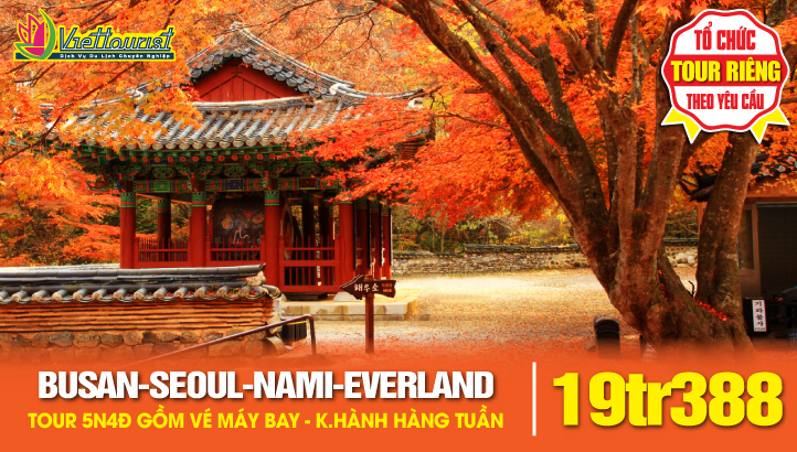 Tour Du Lịch Mùa Thu Hàn Quốc liên tuyến BUSAN - SEOUL– ĐẢO NAMI - THÁP NAMSAN - EVERLAND 5N5Đ