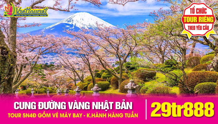 Du lịch Nhật Bản Mùa Hoa Anh Đào 5N4Đ | CUNG ĐƯỜNG VÀNG - TOKYO - NÚI PHÚ SỸ - NAGOYA - KYOTO - OSAKA